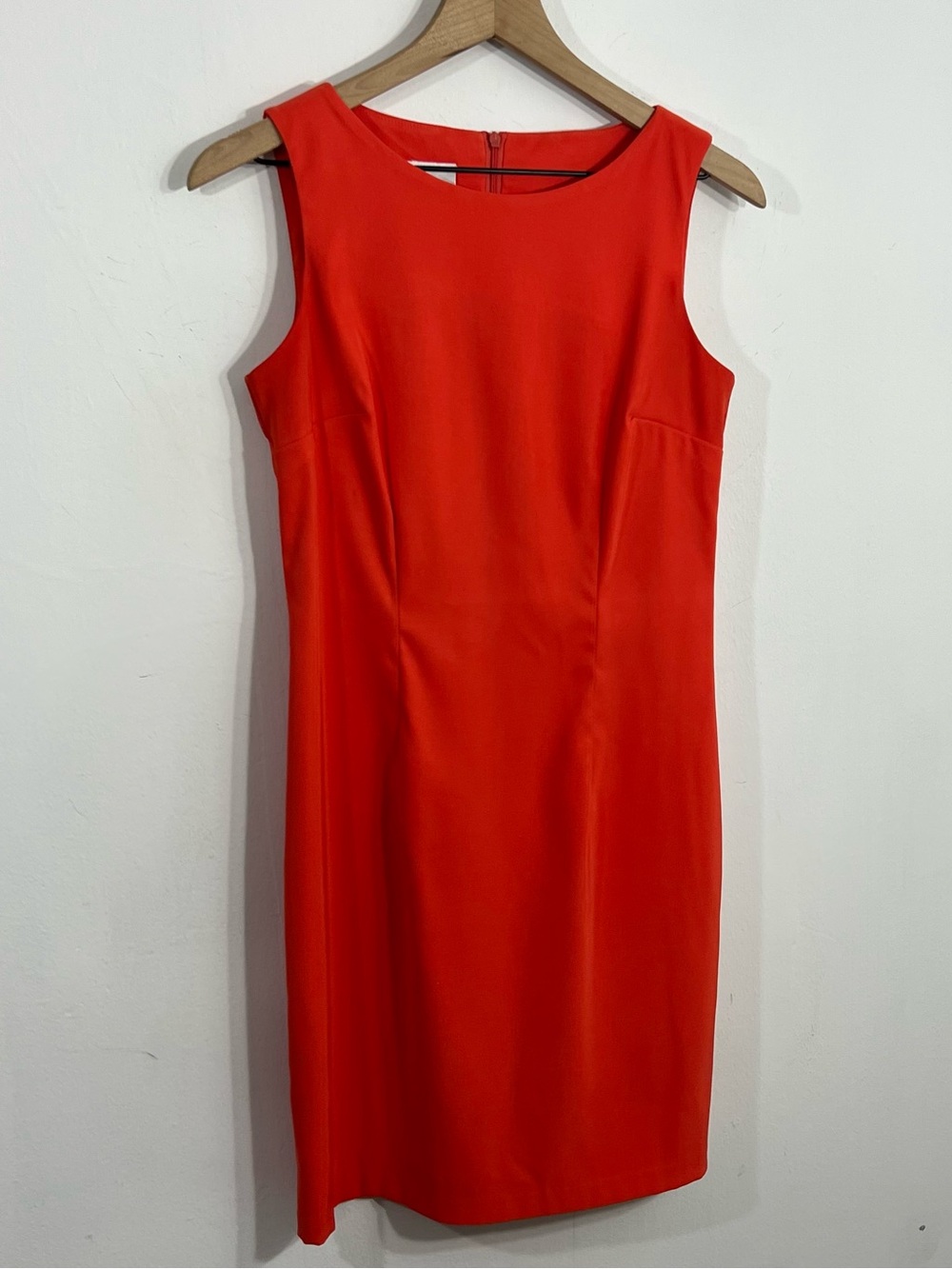 ALYX Limited Orange Sheath Dress Sleeveless Round Neck Knee Length Zip 4